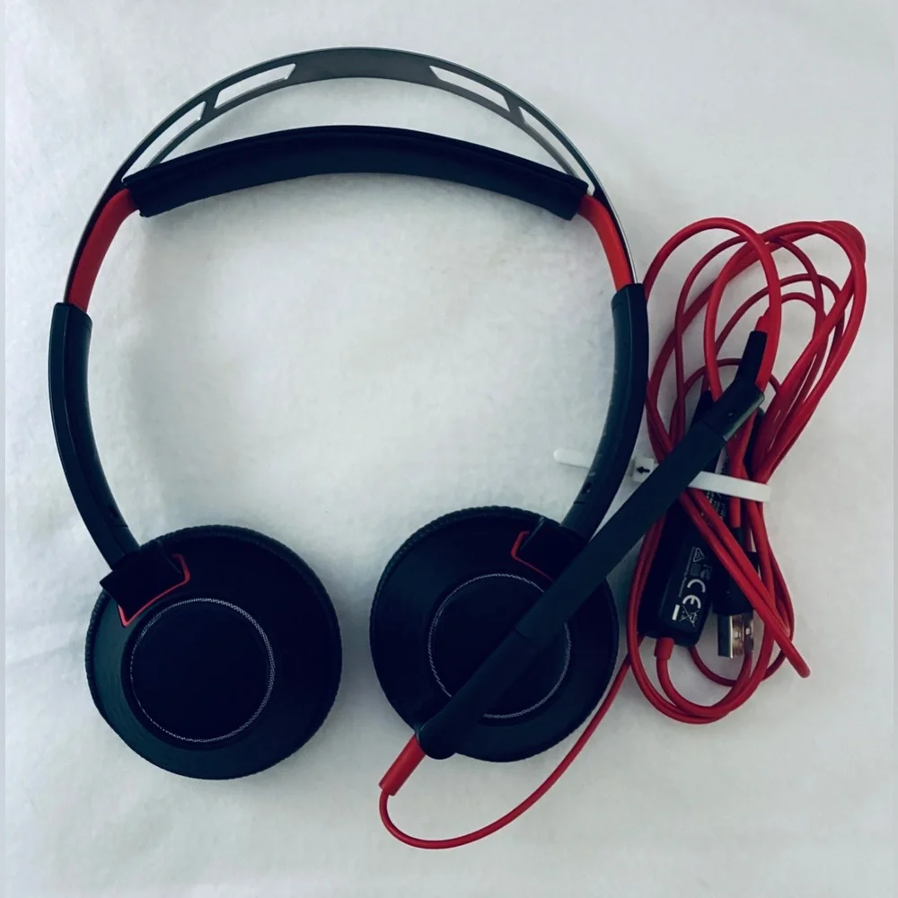 Poly Black and Red Wired Headphones